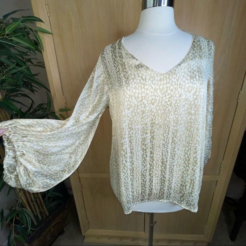 Tyche, Balloon Sleeve V-Neck Blouse